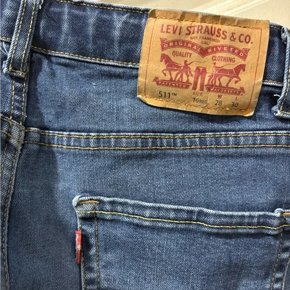 511 Levi’s Slim fit Blue Jeans size 16. 28x30 with inside tighten option - Picture 2 of 10